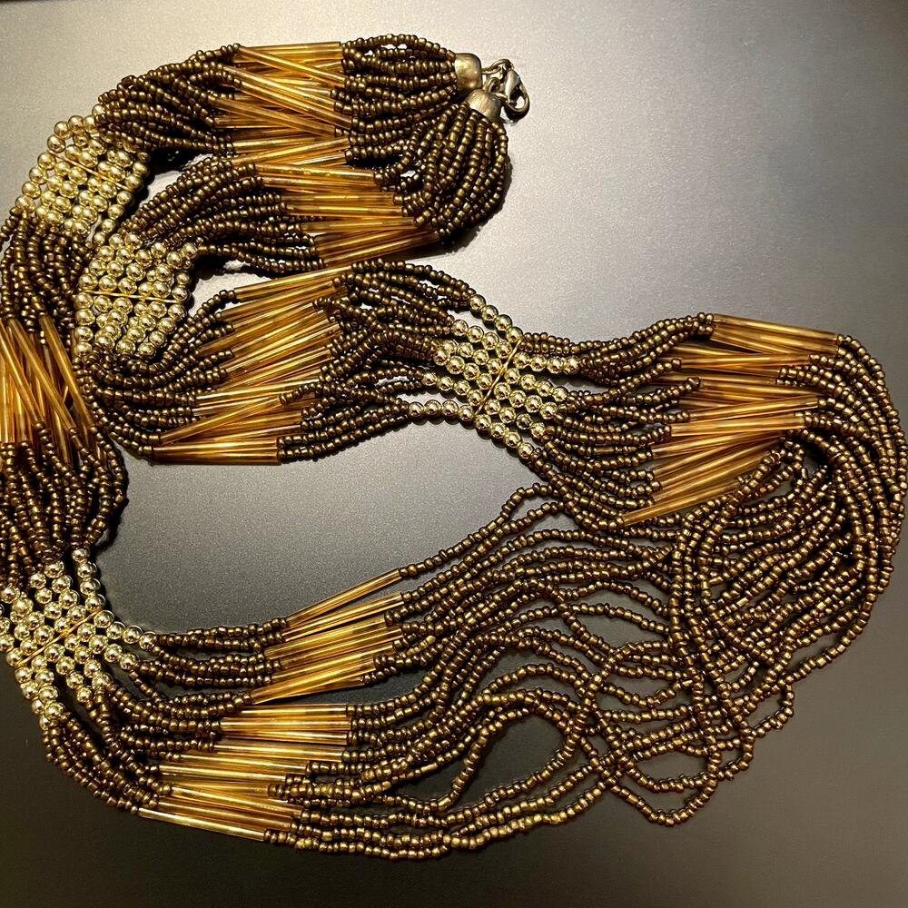 Boho Gold Beaded Layered Necklace - Picture 4 of 7